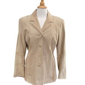 Vintage Liz Claiborne Beige/Tan Suede Blazer / Jacket, Pockets, Size XL